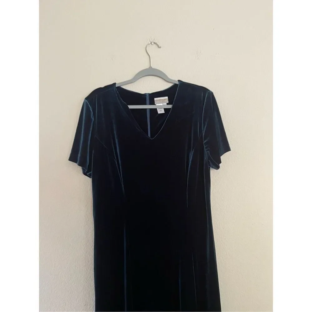 Vintage‎ 90s hunter green velour maxi dress size xl
